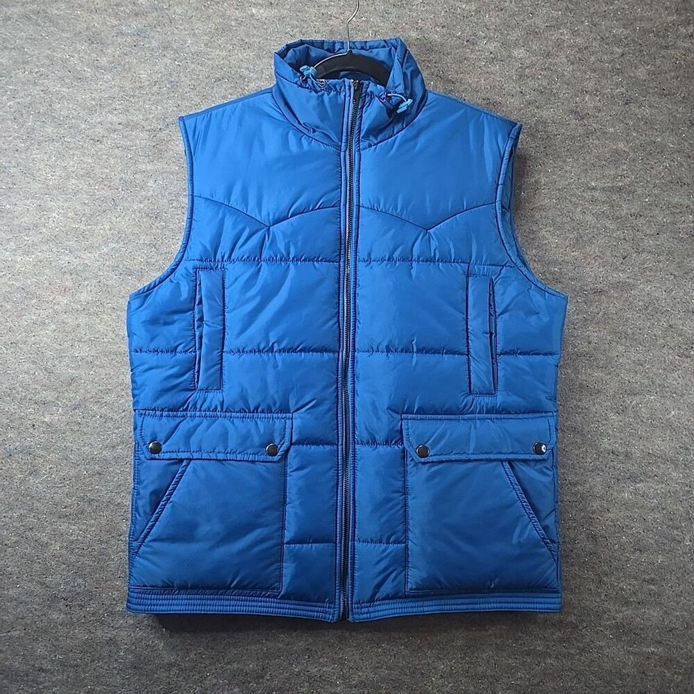 Topman Puffer Vest Western Style Gilet Jacket Double Snap Pockets Full Zip Men L